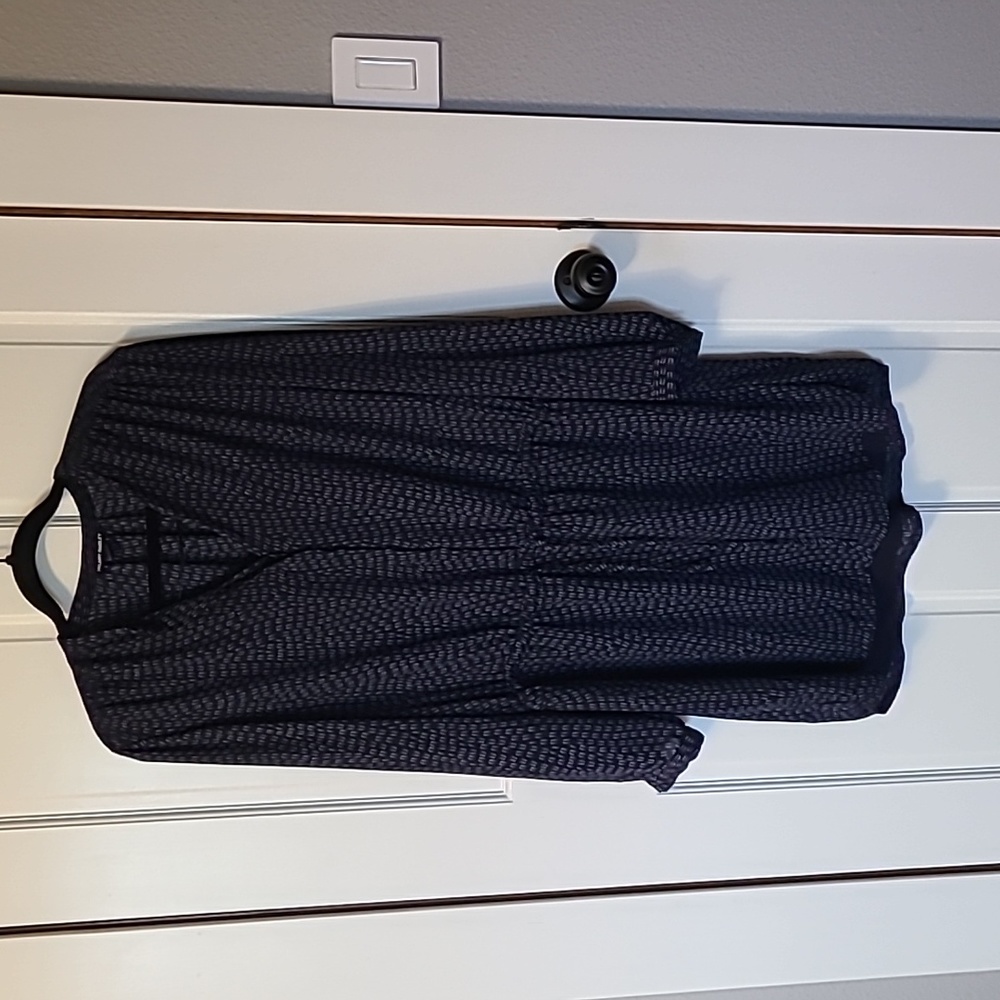 Hilary Radley Navy Printed Dress Size L